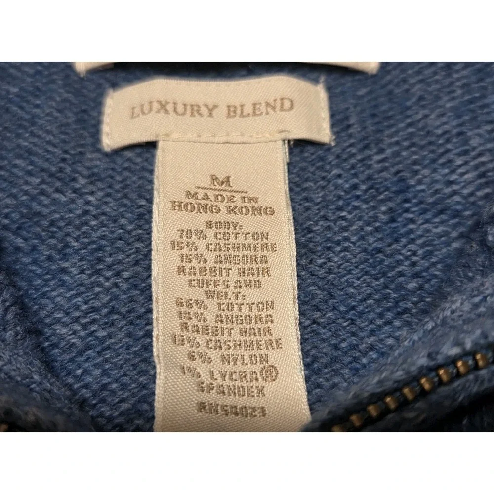 Banana Republic Sweater 1/4 Zip Cashmere Luxury Blend Angora Blue Mens Medium